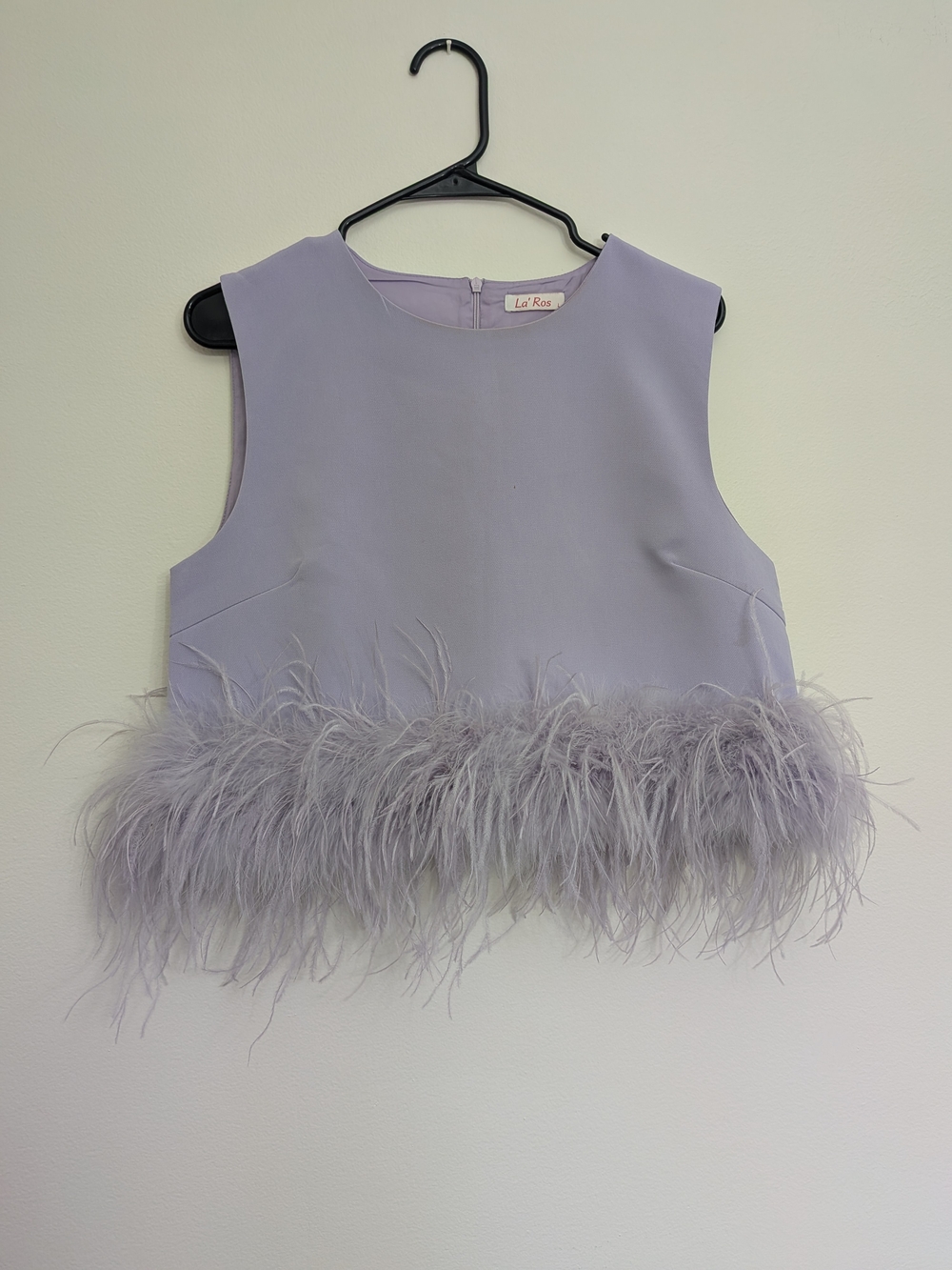 Soft Glam Feather Hem Crop Top